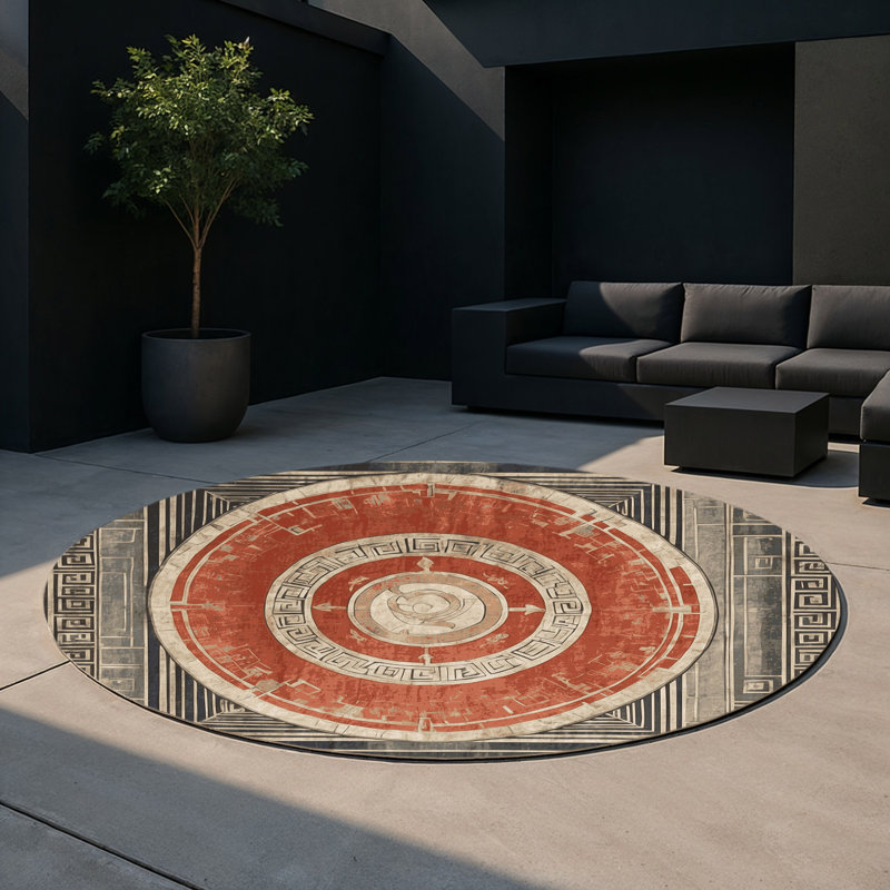 Parthenon Glow Indoor And Outdoor Area Rug, Round 5'