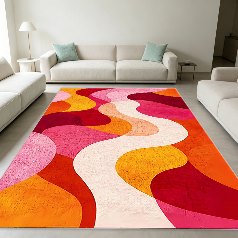 Sunset Wave Abstract carpet-easy to clean, machine-washable, soft and comfortable; suitable for door mats, kitchens, living rooms, bedrooms, corridors, and laundry areas. Easy to clean, durable carpet for home decoration.