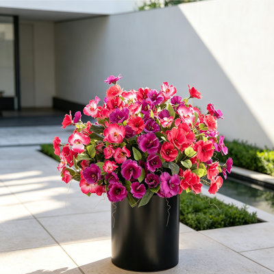 6 Bundles Artificial Flowers Plants for Outdoors Spring Decoration Hibiscus Tropical Flowers Artificial Realistic UV Resistant Fake Flowers for Outside Planter Porch Patio Balcony Yard