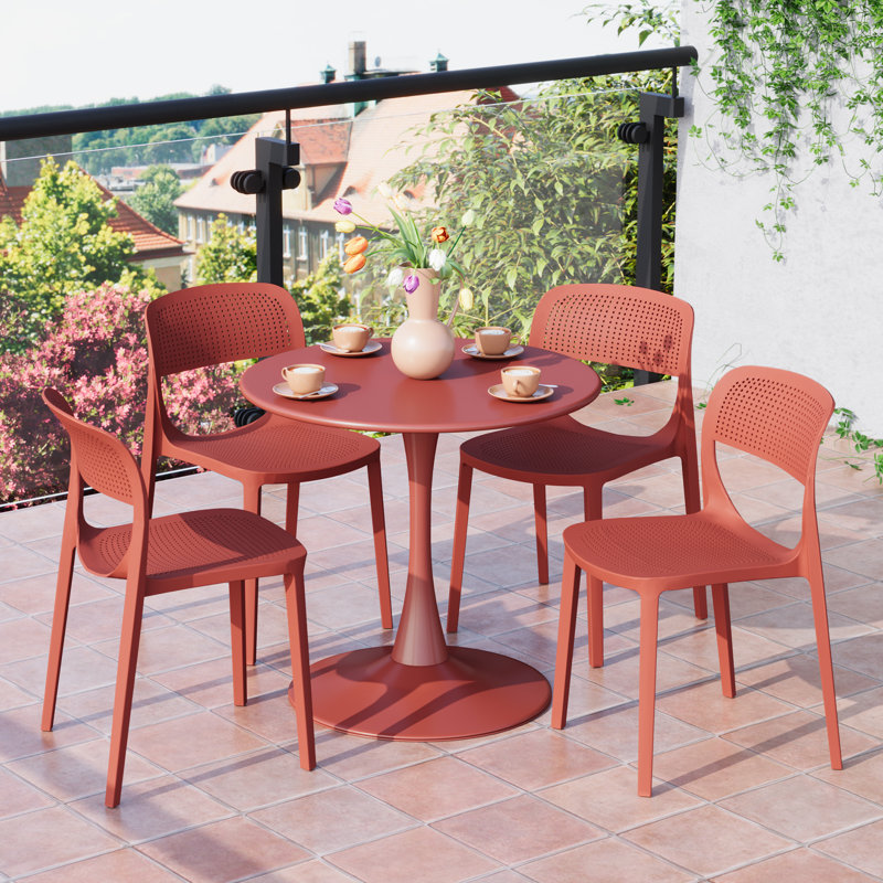 Outdoor Round Dining Set, Red