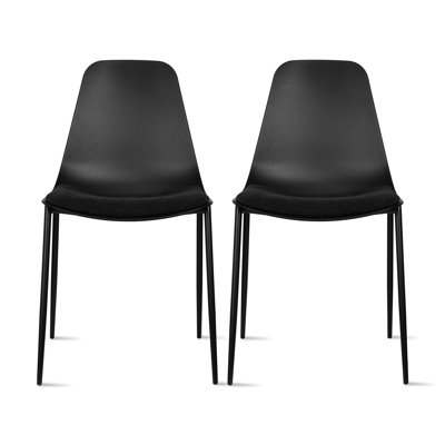 Kolossi Dining Side Chairs with Upholstered Fabric Padded Soft Cushion Seat and Metal Legs by George Oliver