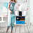 Electric Cotton Candy Machine, 1000W Candy Floss Maker, Commercial Cotton Candy Machine with Cover, Stainless Steel Bowl, Sugar Scoop, Drawer, Perfect for Home Kids Birthday, Family Party, Blue-106479897