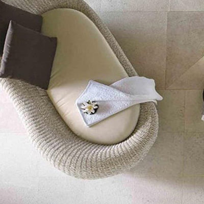 Outdoor Rattan Woven Casual Sofa Round Sofa 62.99'' Wide Concave Wicker Patio Sofa with Cushions