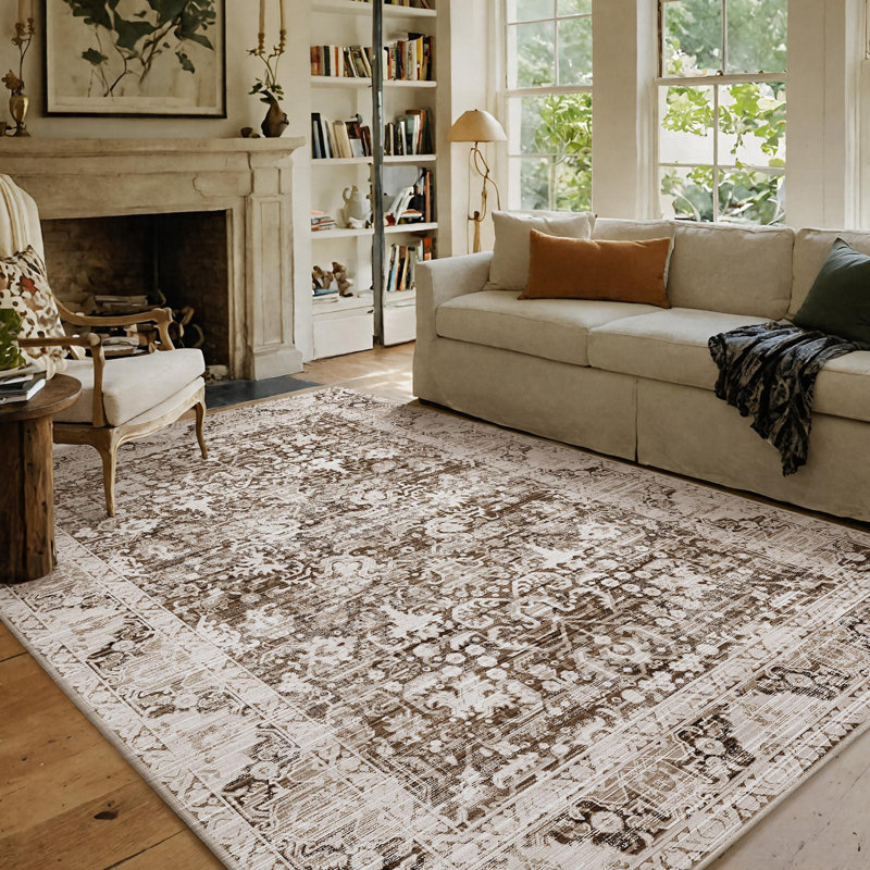 Annemone Machine Washable Oriental Rug, Rectangle 4'11" x 8'