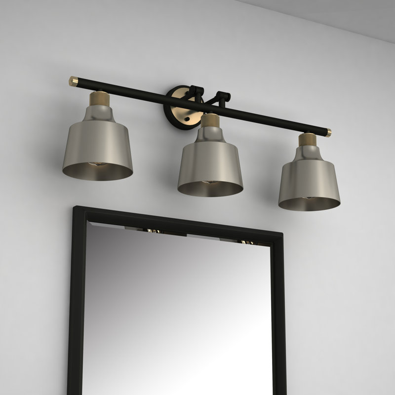 Wrightsville 3 - Light Vanity Light, Black/Antique Brass, Gray