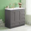 Meuble-lavabo moderne 36 po - Lavabo en céramique - Tiroirs et portes à fermeture douce - 4 tiroirs + armoire - Poignées en aluminium - Capacité de 110 lb?-385836032