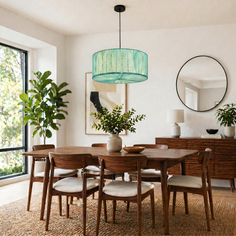 Quintan 3 - Light Drum Chandelier, Sea Blue, 10"H  x 24" W