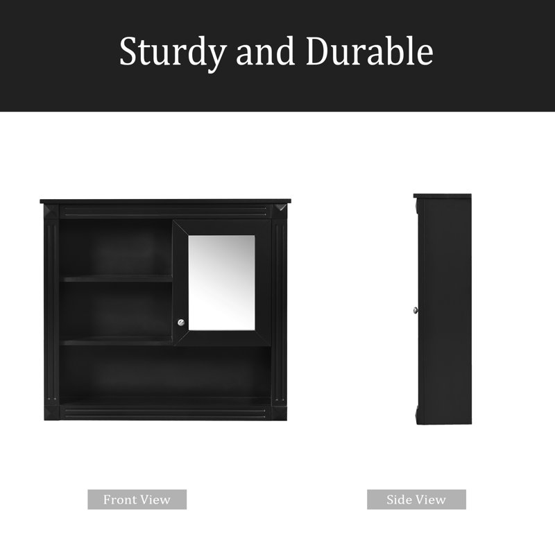 32'' Bathroom Wall Cabinet With Mirror, Wall Mounted Medicine Cabinet With 4 Shelves, Mirrored Door Over Toilet Storage Cabinet& Adjustable Shelves