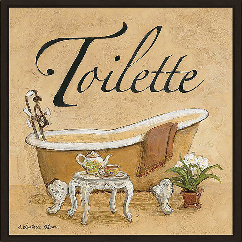«Spice Toilette (Square)» par Charlene Olson, Cadre flottant espresso, H 21,5 po x l 21,5 po x P 2 po