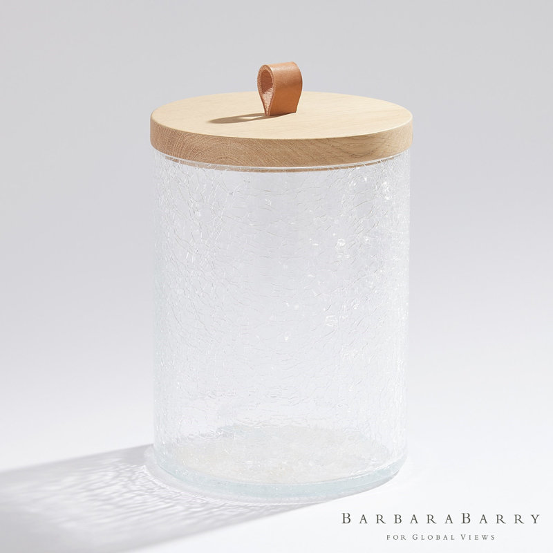 Pot en verre craquelé avec couvercle, 89,6 oz