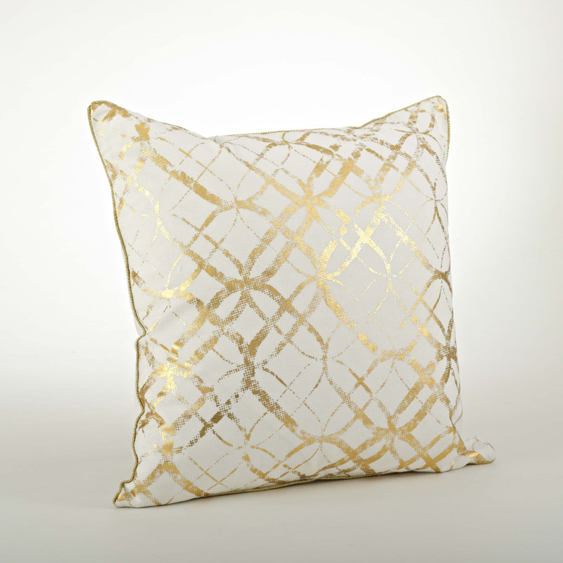 Chyrl Geometric Cotton Throw Pillow, Gold, Down Insert