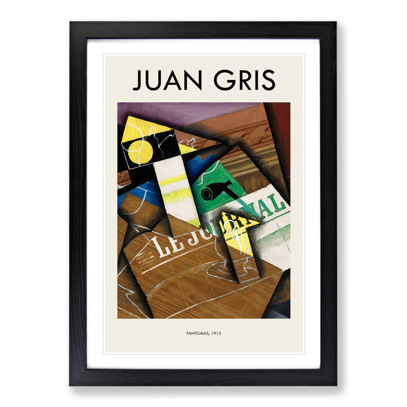 Fantomas by Juan Gris - Single Picture Frame Print, Black Framed, 36cm H x 27cm W x 2cm D