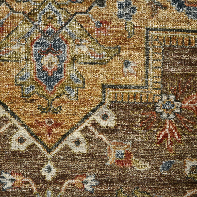 Wool Geometric Area Rug in Orange, Rectangle 8' x 10'