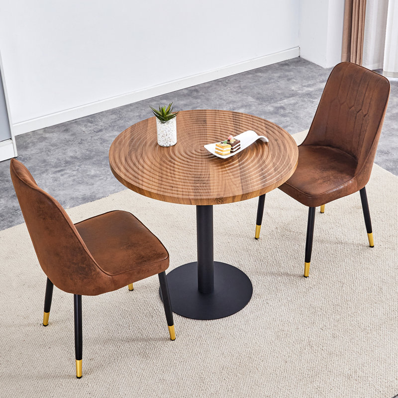 Ensemble de table de salle à manger pour 2 personnes avec table ronde de 31,5 po et 2 chaises rembourrées, 2