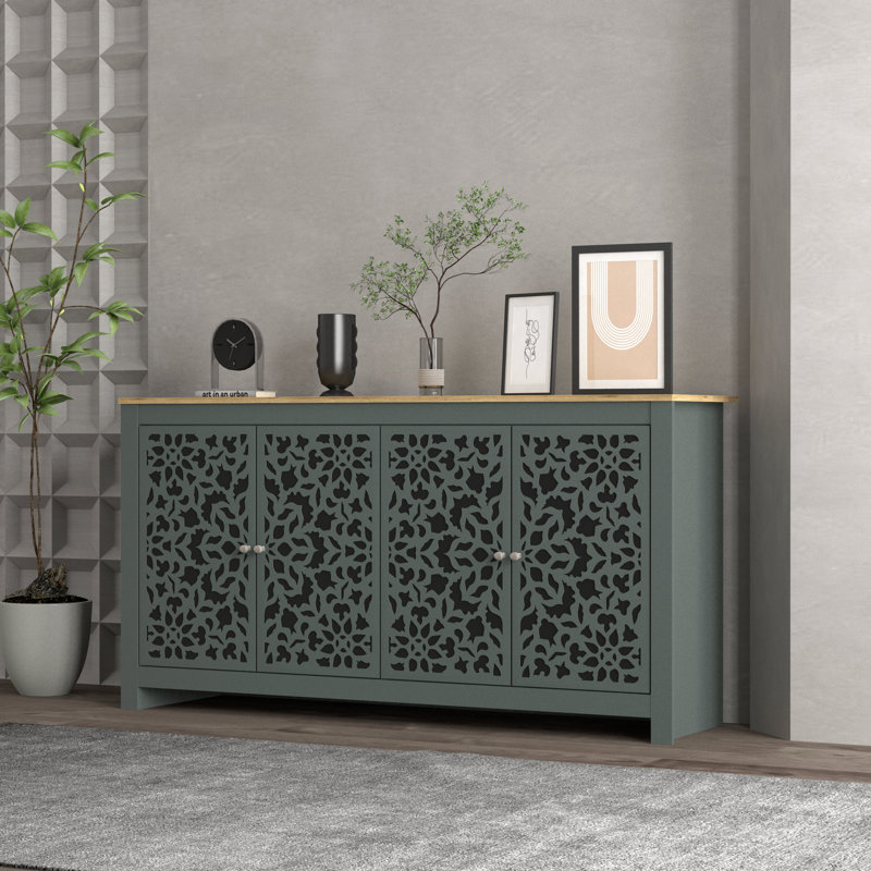 Buffet de 58,4 po Annslee, Beige / brun / vert