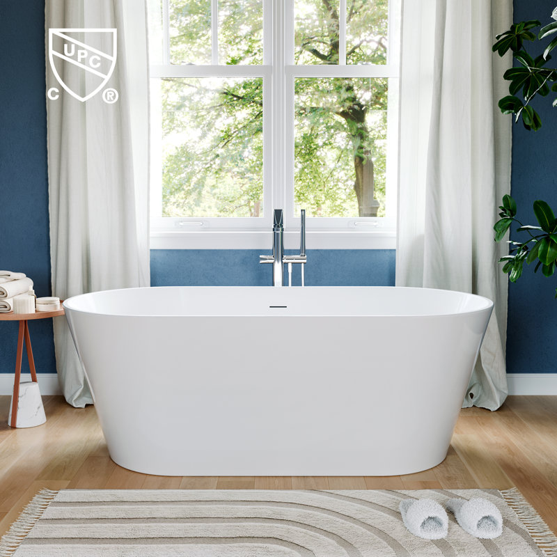 59.8" X 28.7" Freestanding Soaking Acrylic Bathtub