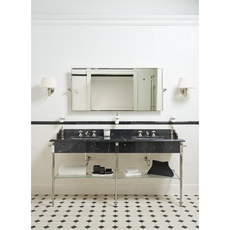 Madison Rectangular Dual Mount Bathroom Sink with Overflow, Black/Chrome
