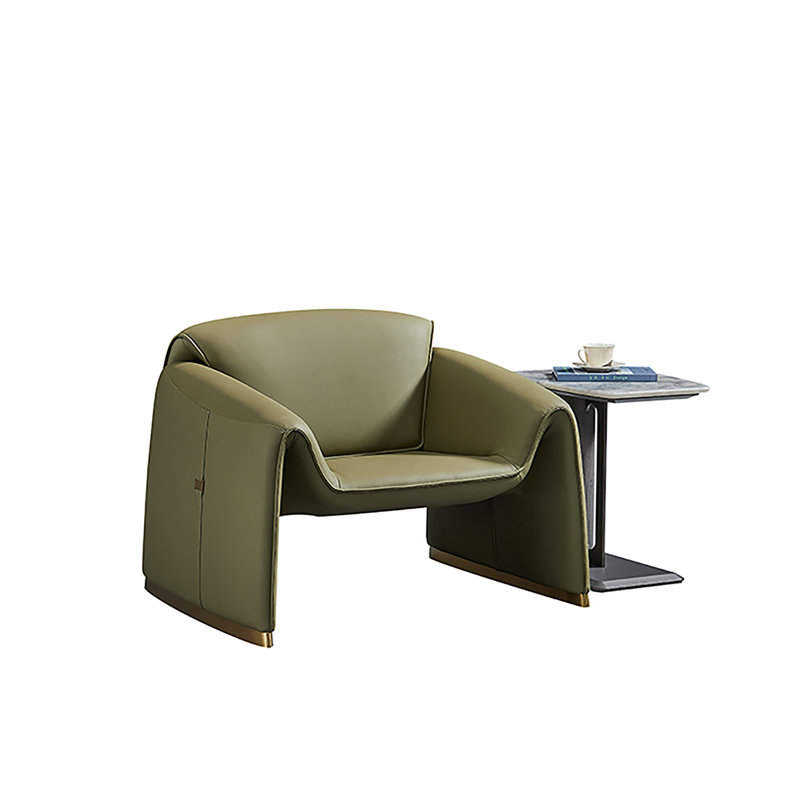Chaise d'appoint Ermellino, Cuir véritable vert