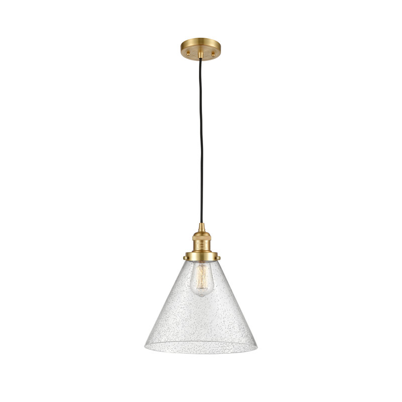 Luminaire suspendu conique à 1 lumière Westbrook, Ampoule non incluse, Grainé, Or satiné