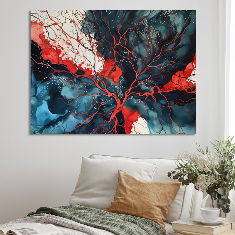 Encre liquide Bodenhamer Blue Red Captivating III, H 30 po x l 40 po x P 1,5 po, Toile tendue