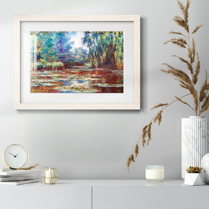 Water Lily Pond And Japanese Bridge, 1905 02, reproduction d'art encadrée, Blanc, H 22 po x l 32 po