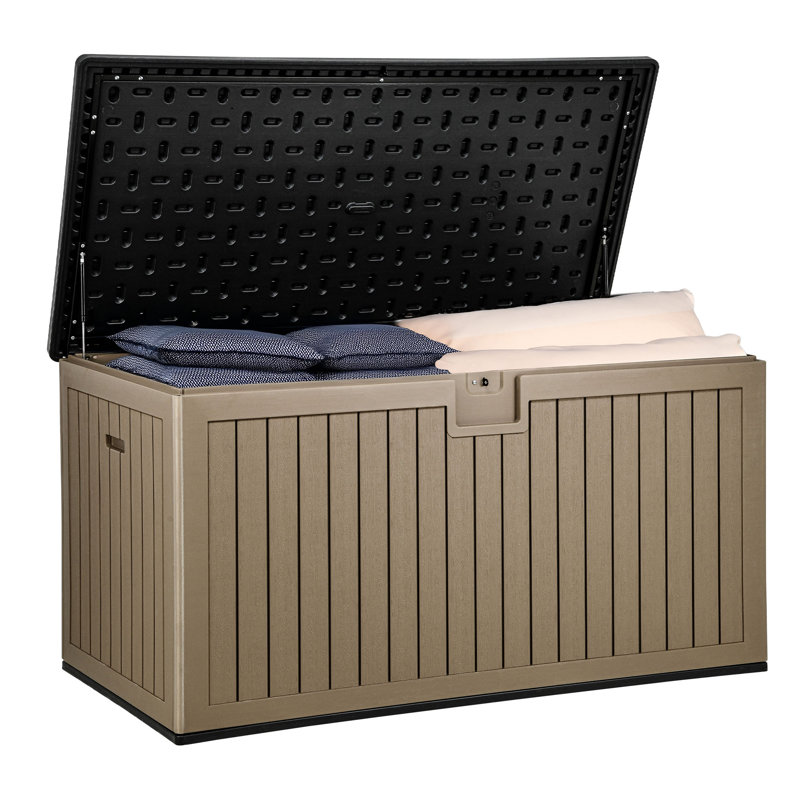 Balconera 150 Gallon Water Resistant Resin Lockable Deck Box, 230, Tan