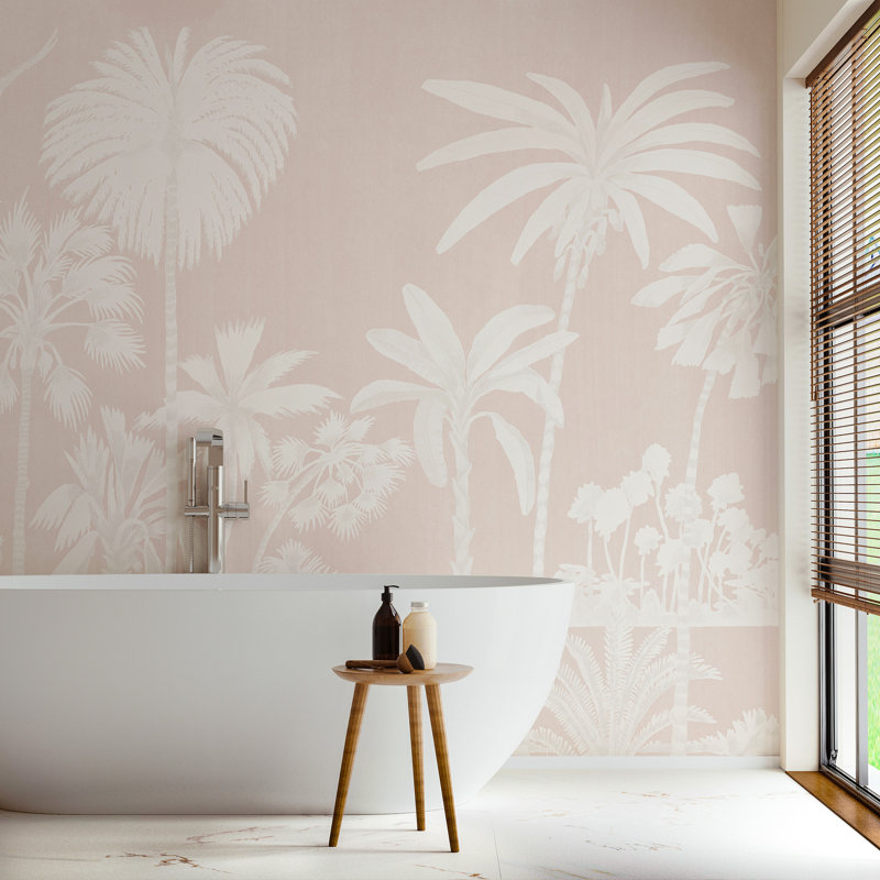 Murale Charleston Marsh Breeze par Megan Molten, Papier, Rose