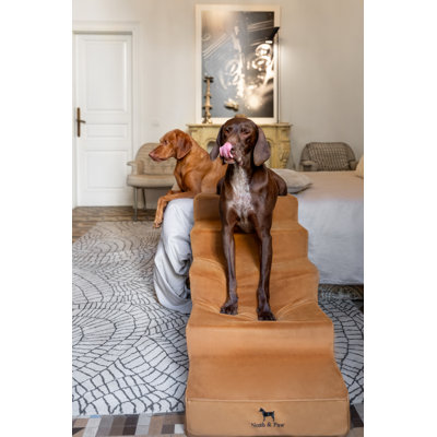 Dog Stairs, Dog Ramp for Bed Pet Stairs for High Bed, Design to Fit Small and Large Breeds, Durable 4 Pet Steps for Couch (35 Foam Density) Leather Collection