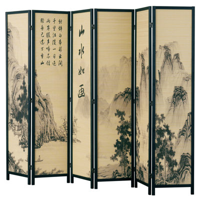 240Cm W x 175.3Cm H 6 - Panel Solid Wood Room Divider