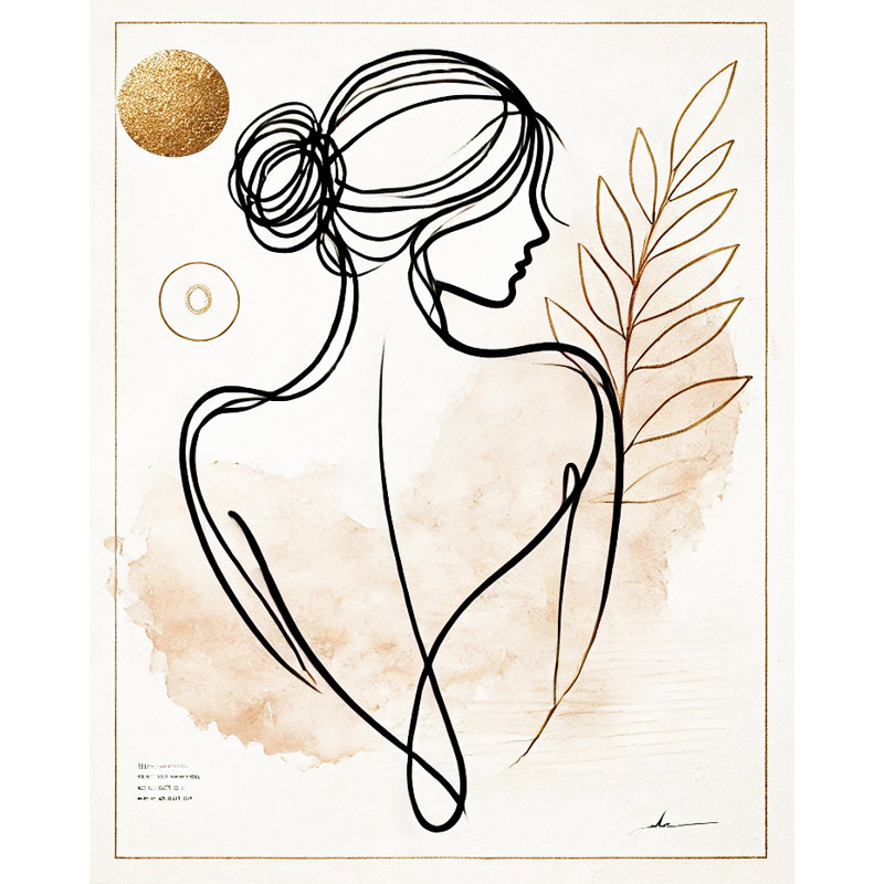 «Graceful Muse», art mural minimaliste sur toile tendue, H 16 po x l 12 po