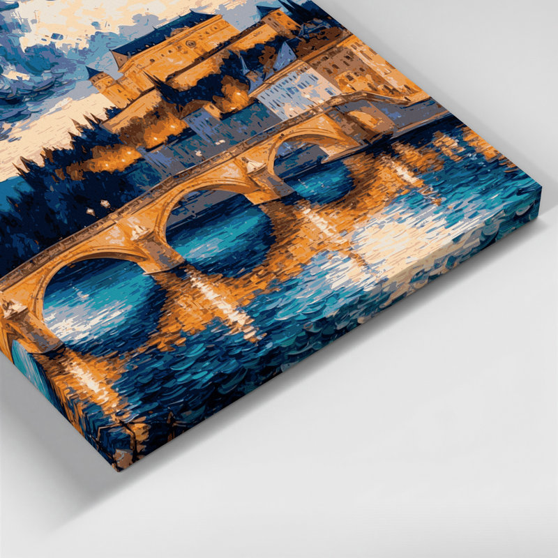 Art mural sur toile grise avec cités, villes de Ljubljana, H 11 po x l 14 po