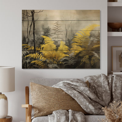 Fougère jaune gris rêve II sur bois