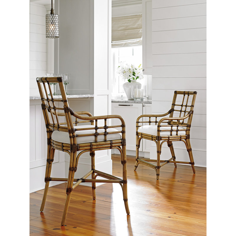 Twin Palms Upholstered Stool, Bar Stool (30.25" Seat Height)