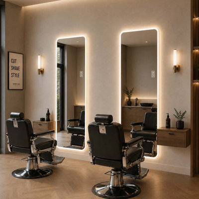 Miroir de courtoisie pleine longueur grand format avec éclairage DEL et coins arrondis, miroir mural lumineux pour le corps, adapté aux chambres, espaces de vie, dressings et projets hôteliers.