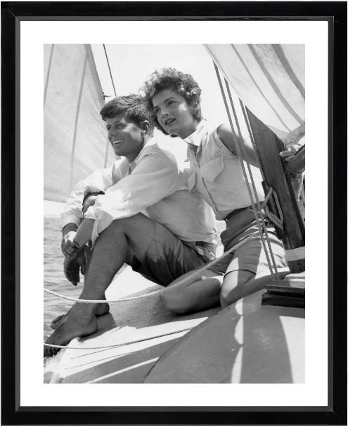 Jackie And John Kennedy Sailing - Print on Wood
