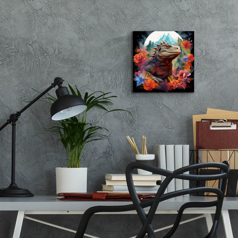 Art mural en verre Komodo 2 'par r3darch0n, H 12 po x l 12 po x P 0,13 po