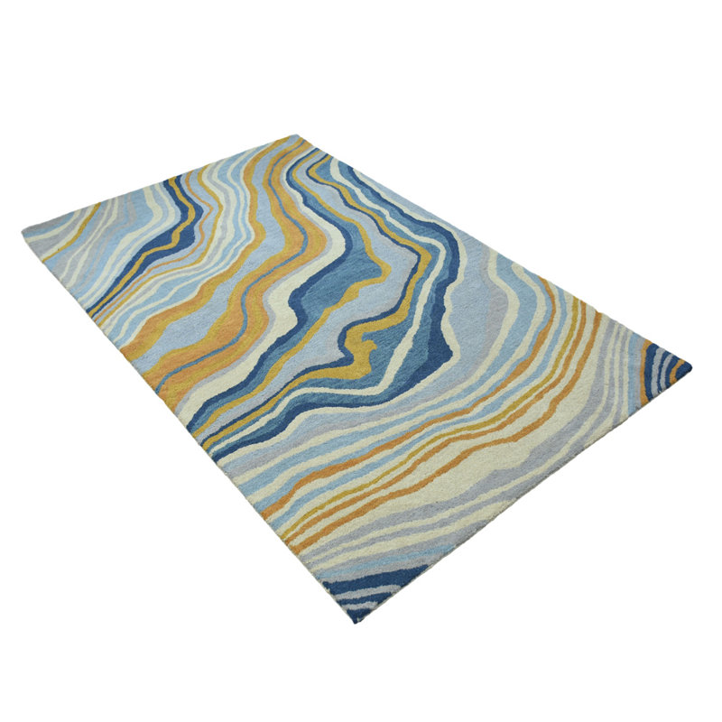 Hand Tufted Wool Eco-Friendly Area Rugs - Rectangle, Multicolor, Abstract Modern Design, High Pile Thick Handmade Anti Skid Area Rugs for Living Room, Bed Room
