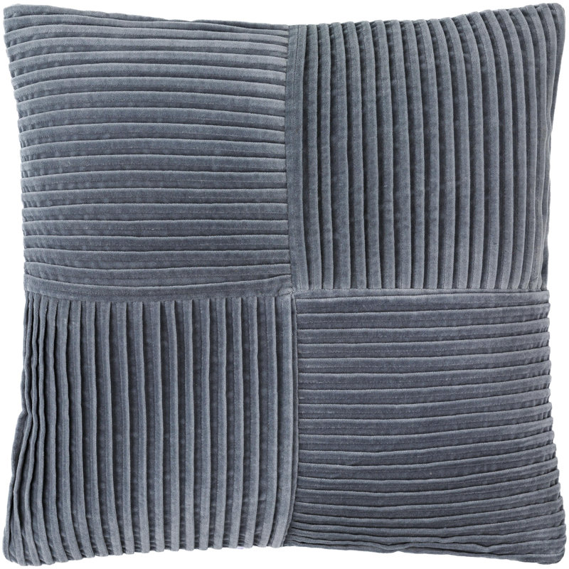 Housse et insert de coussin décoratif en coton Conrad, H 18 po x l 18 po, Mélange de duvet, Gris