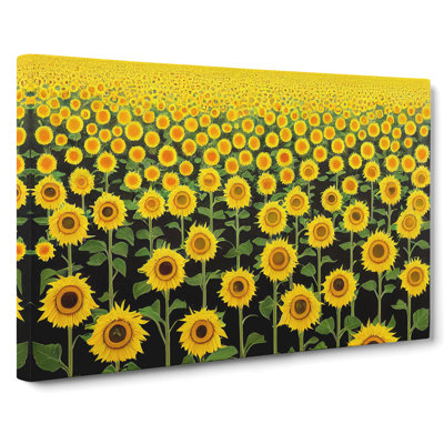 Ideal Sunflower Field - Wrapped Canvas Print