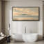 «Serene Coastal Sunset with Distant Mountains and Flying Birds», reproduction d'art sur toile encadrée très grande-1552841122-1552841144