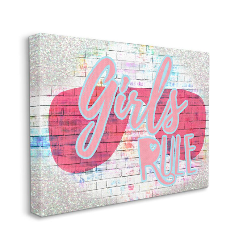 «Urban Glam Girls règle phrase avec des nuances roses» par Daphne Polselli - impression d'art textuel, Toile tendue