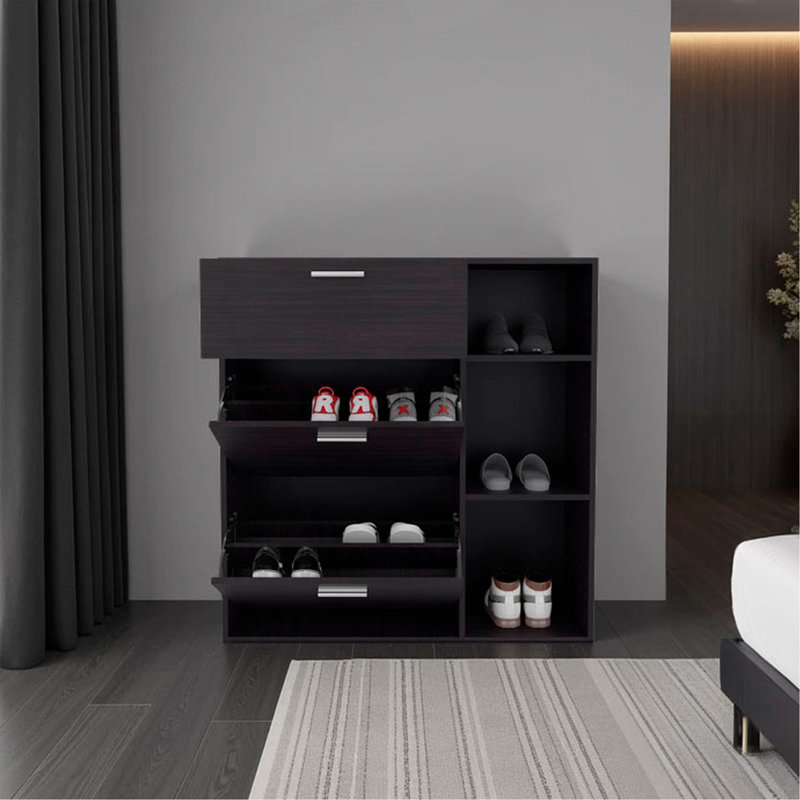 Armoire de rangement à chaussures 1 tiroir Wenge avec 2 tiroirs inclinables
