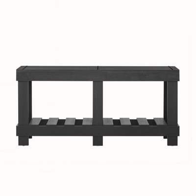 Metal Rivet Decor & Plank Under-Shelf, Console Table for Hallway, Living Room
