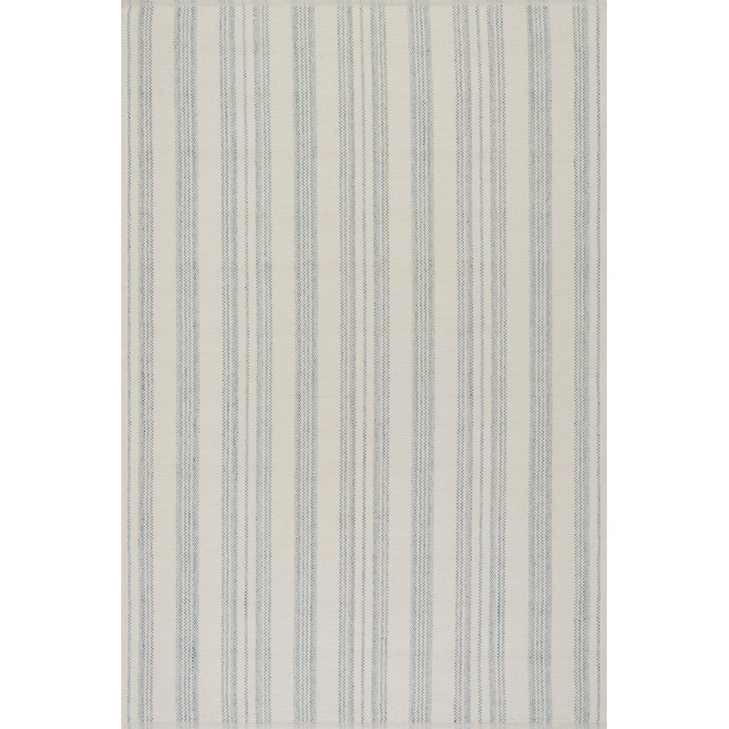 Nexel Striped Farmhouse Rug, Blue, Rectangle 2' x 3'