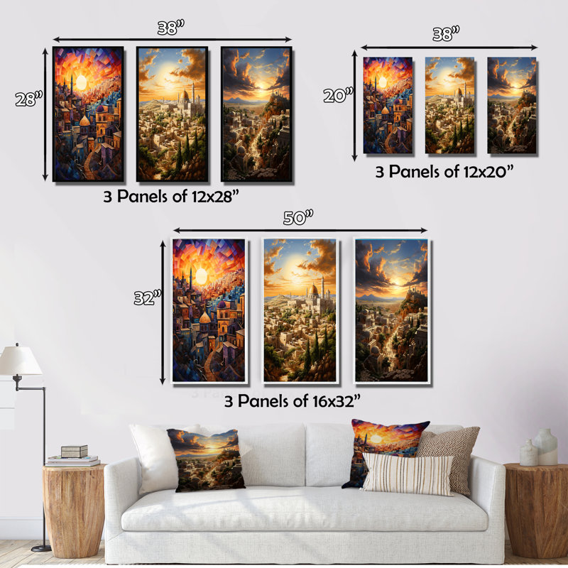 «Judaism Judaic Journey To Synagogue I», ensemble de 3 pièces sur toile, Toile tendue, H 40 po x l 60 po