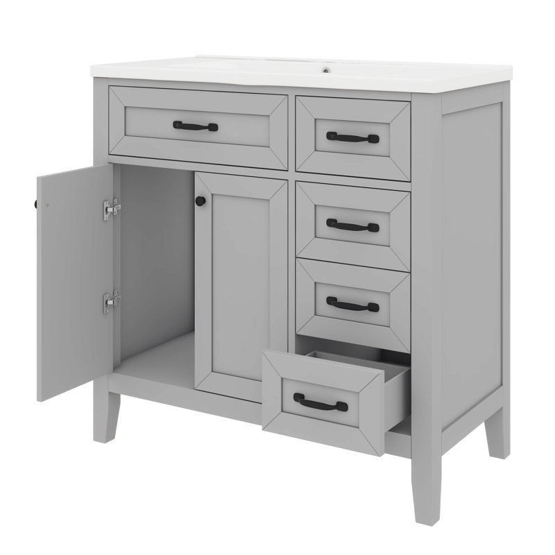 Ensemble de meuble-lavabo avec lavabo 36 po, Gris, Noir