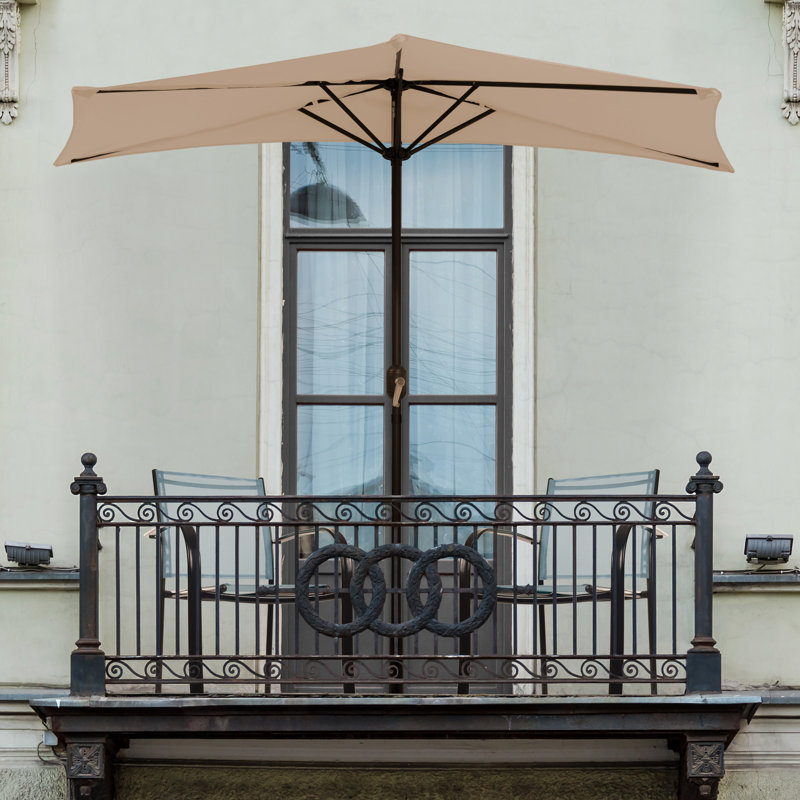 Summertime Umbrellas 3 Half Umbrella Outdoor Patio Shade - 9' Patio Umbrella with Easy Crank - Small Canopy for Balcony, Table, or Deck by Pure Garden