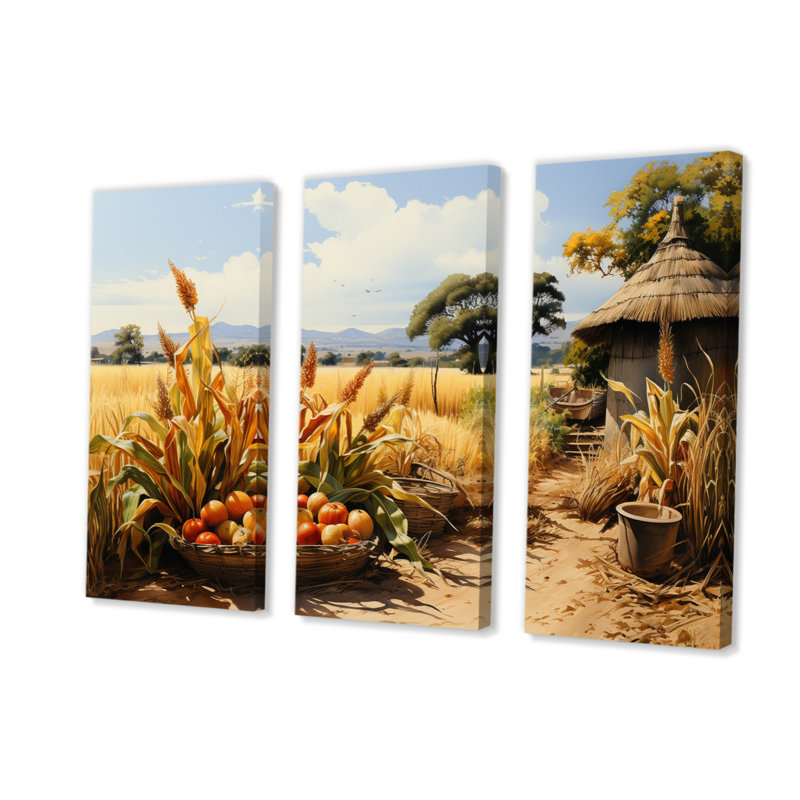 «African Harvest Abundance I», reproduction sur toile 3 pièces, H 28 po x l 36 po x P 1 po
