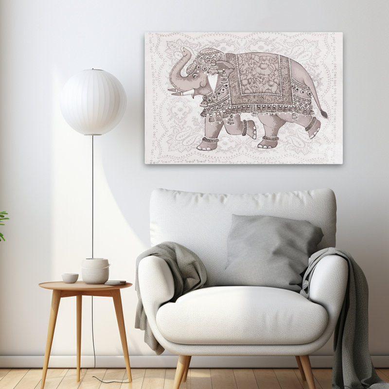 Éléphant gracieux - éléphant contemporain d'art éléphant décoré, H 36 po x l 24 po