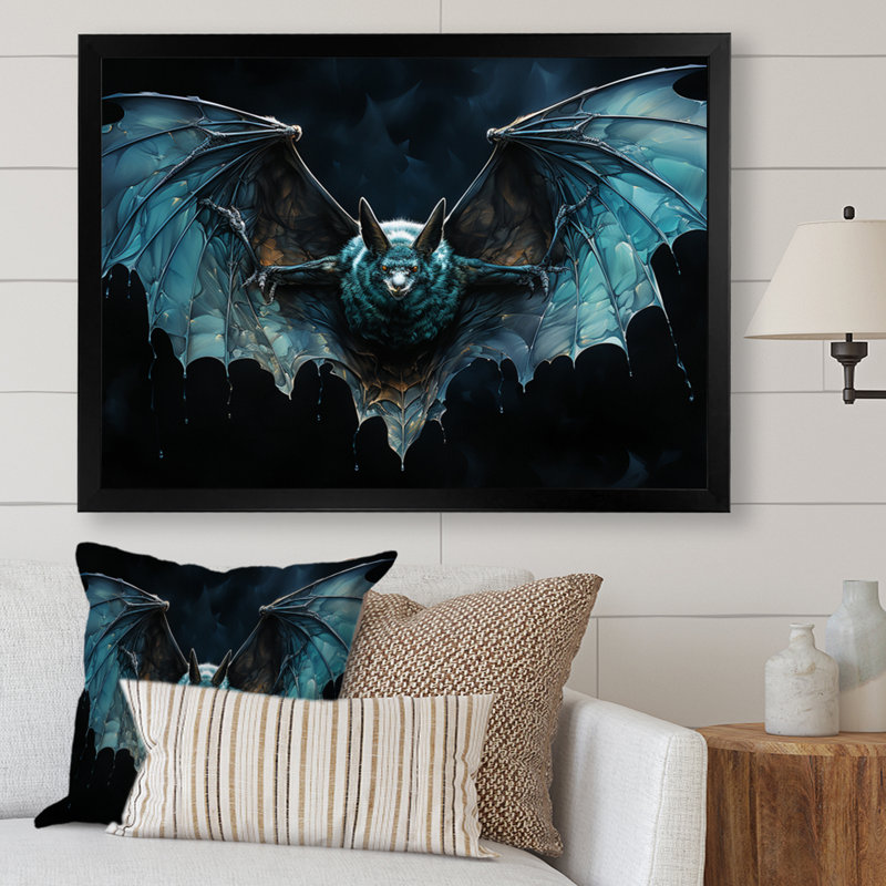 «Bat Nights Guardian», reproduction d'art sur toile, H 12 po x l 20 po x P 1 po, Cadre photo noir